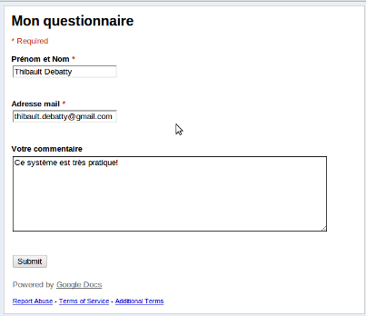 Formulaire Google docs